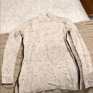 Grey black & leather sweater